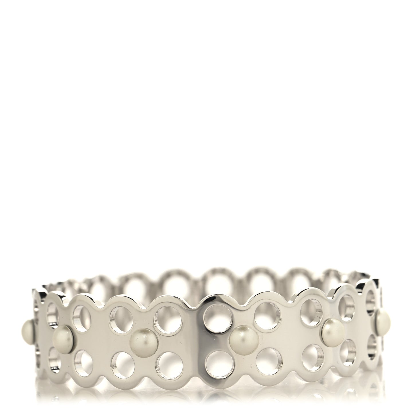 Metal Pearl Narrow Hide and Seek Bracelet M Silver