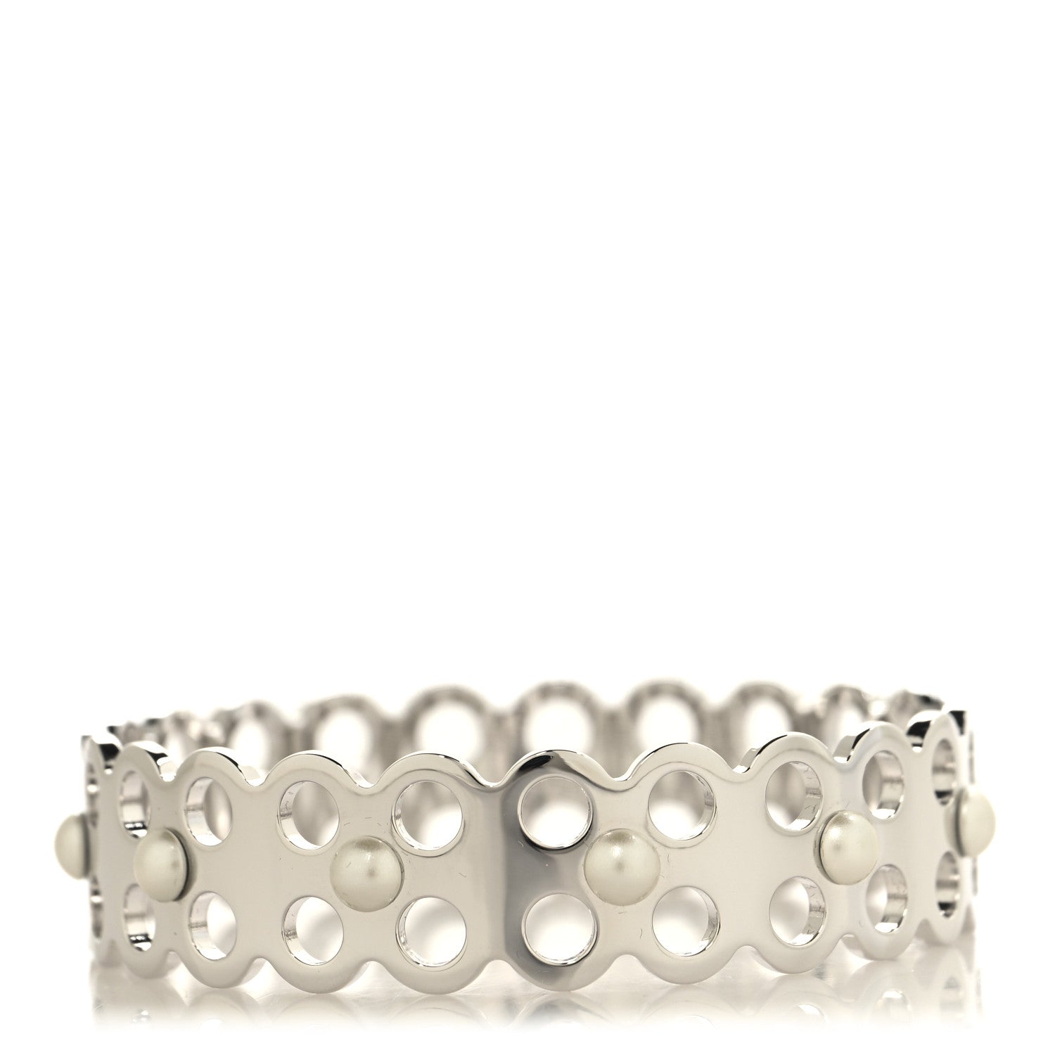 Louis Vuitton Metal Pearl Narrow Hide and Seek Bracelet M Silver 3 of 5