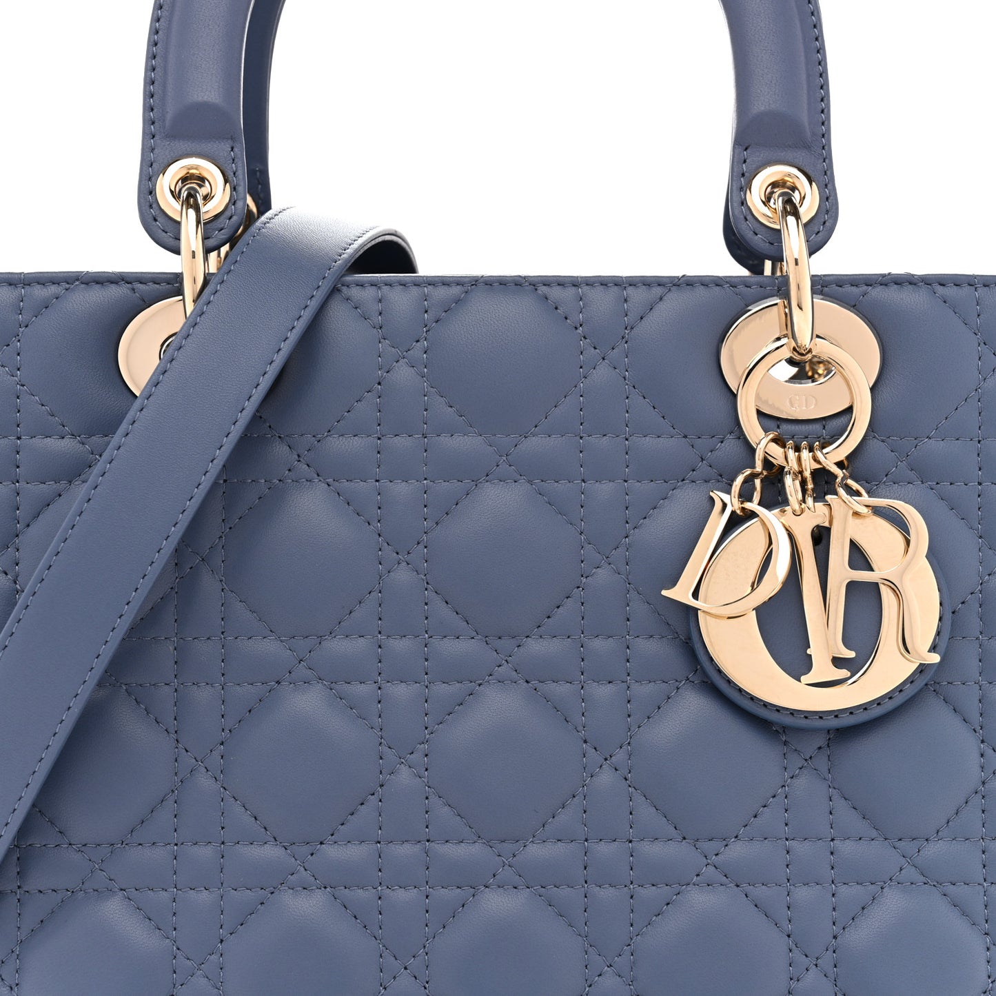 Lambskin Cannage Medium Lady Dior Denim Blue