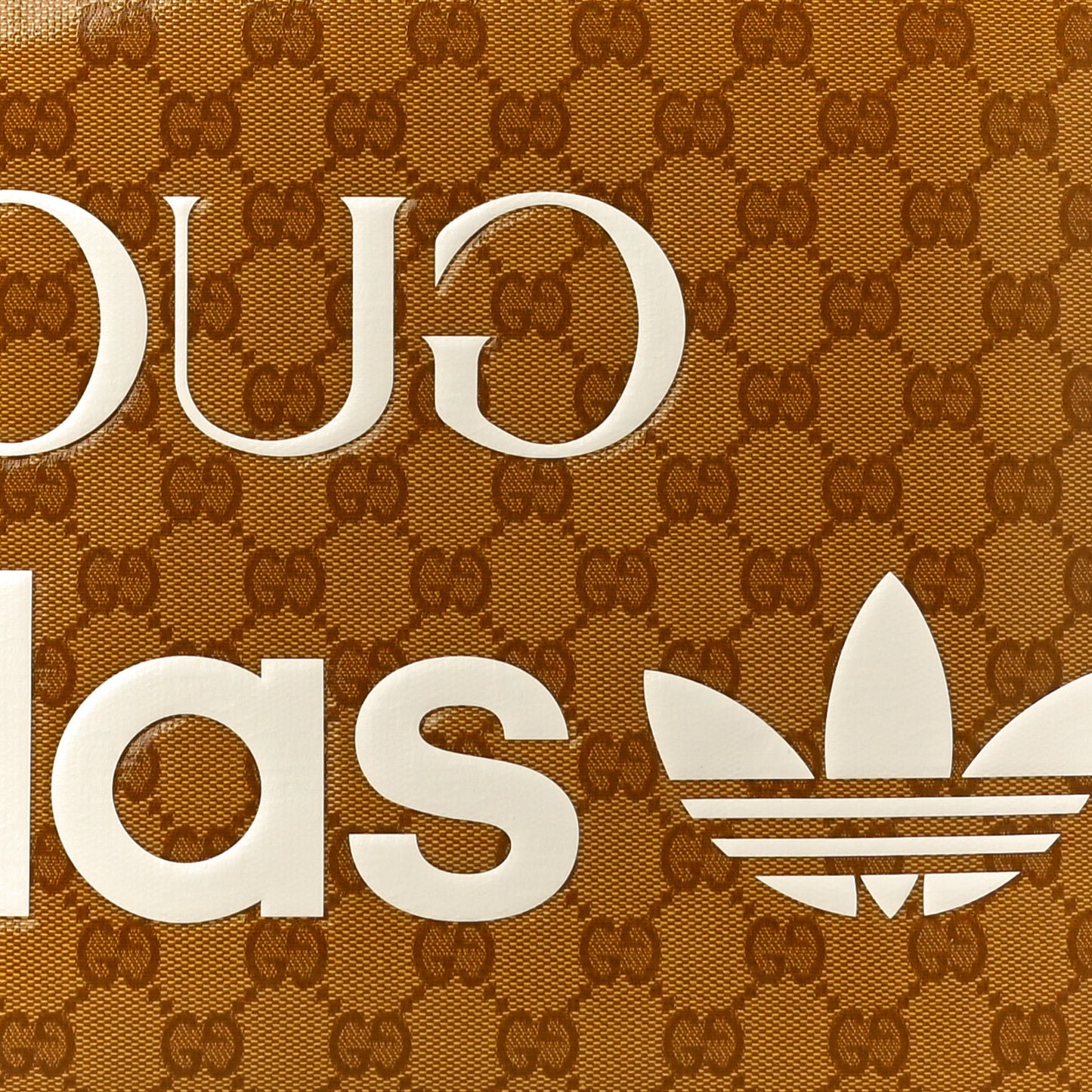 X ADIDAS Crystal Vintage Monogram Textured Dollar Calfskin Web Trefoil Logo Medium Messenger Bag Mid Natural Nut Off White New Acero