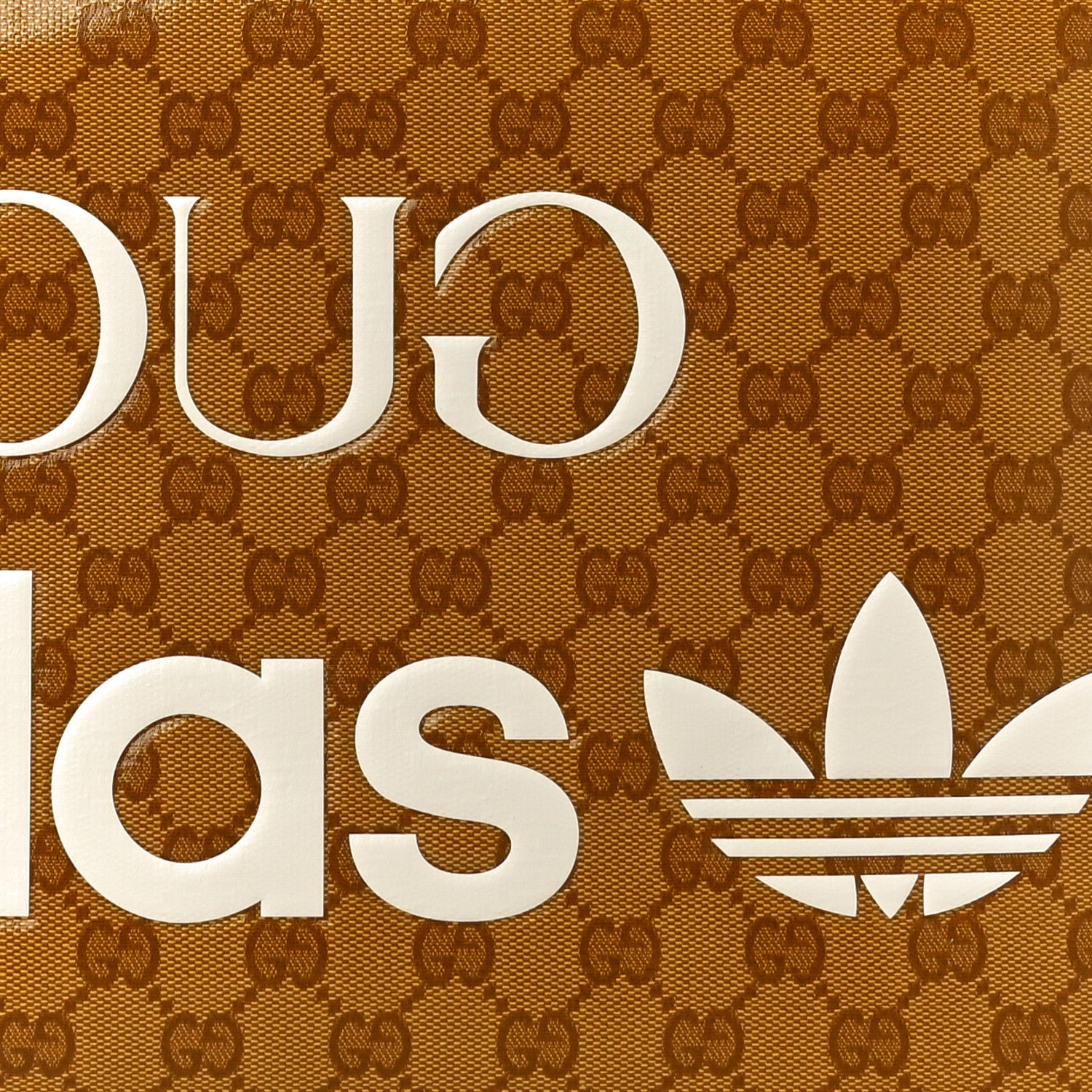 Gucci X ADIDAS Crystal Vintage Monogram Textured Dollar Calfskin Web Trefoil Logo Medium Messenger Bag Mid Natural Nut Off White New Acero 8 of 10