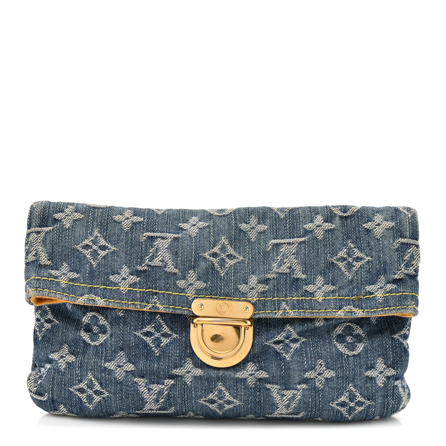 Louis Vuitton Monogram Denim Pochette Plat Clutch Blue 1 of 8