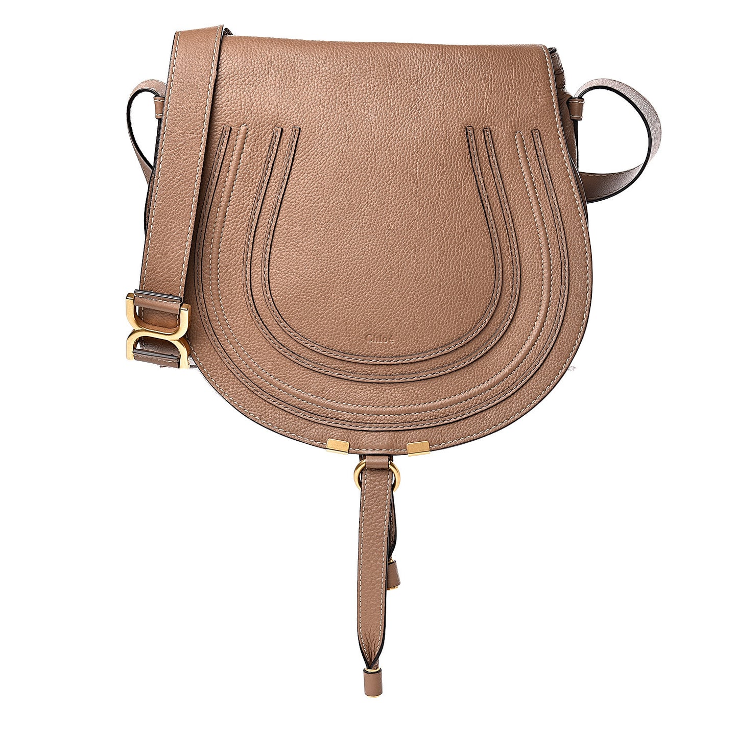 Calfskin Medium Marcie Round Crossbody Bag Nut