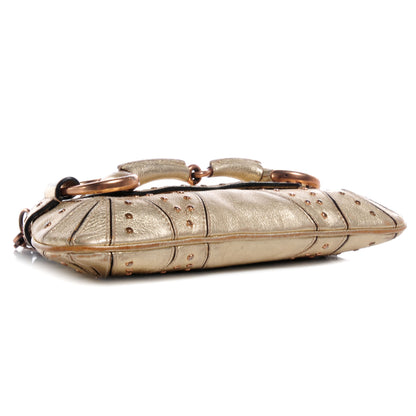 Gucci Calfskin Studded Horsebit Clutch Bag Gold 4 of 7
