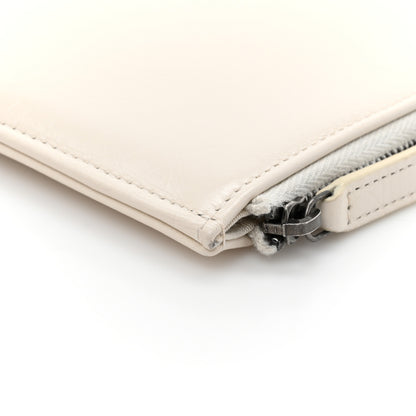 Chanel Shiny Calfskin Crystal Pearl Logo Cosmetic Case White 9 of 10