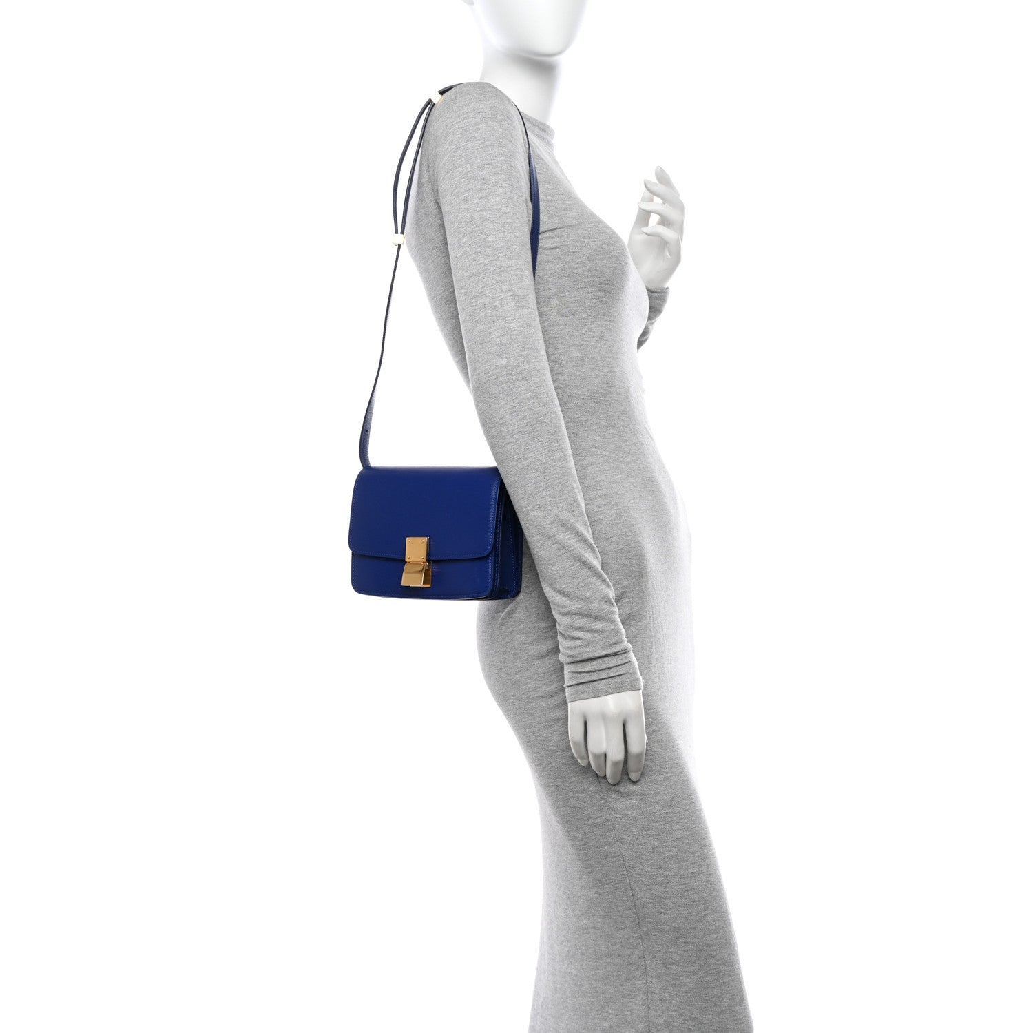 Celine Liege Calfskin Small Classic Box Flap Bag Indigo 2 of 10
