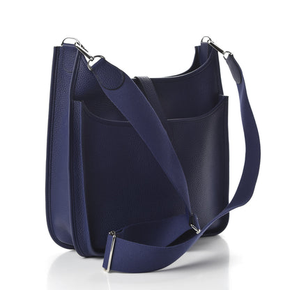 Hermes Taurillon Clemence Evelyne III GM Bleu Encre 3 of 9