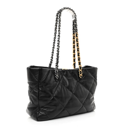 Chanel Lambskin Quilted Chanel 19 East West Shopping Bag Black 3 of 10