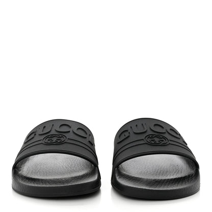 Gucci Rubber Womens Logo Slide Sandals 38 Black 2 of 8