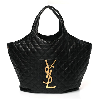 Saint Laurent Lambskin Quilted Maxi Icare Shopping Tote Black 3 of 10