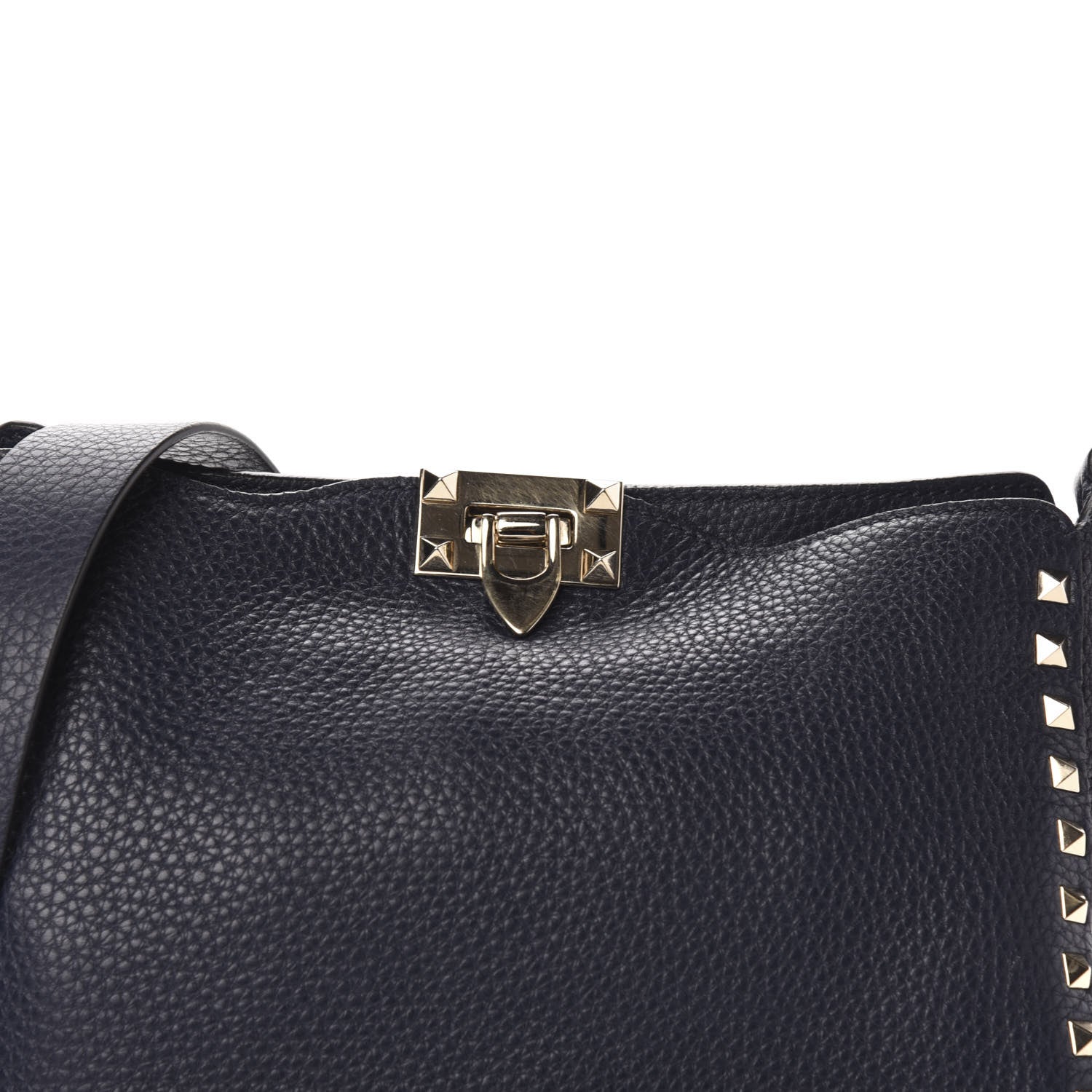 Valentino Garavani Pebbled Calfskin Small Rockstud Flip-Lock Messenger Bag Marine 10 of 10