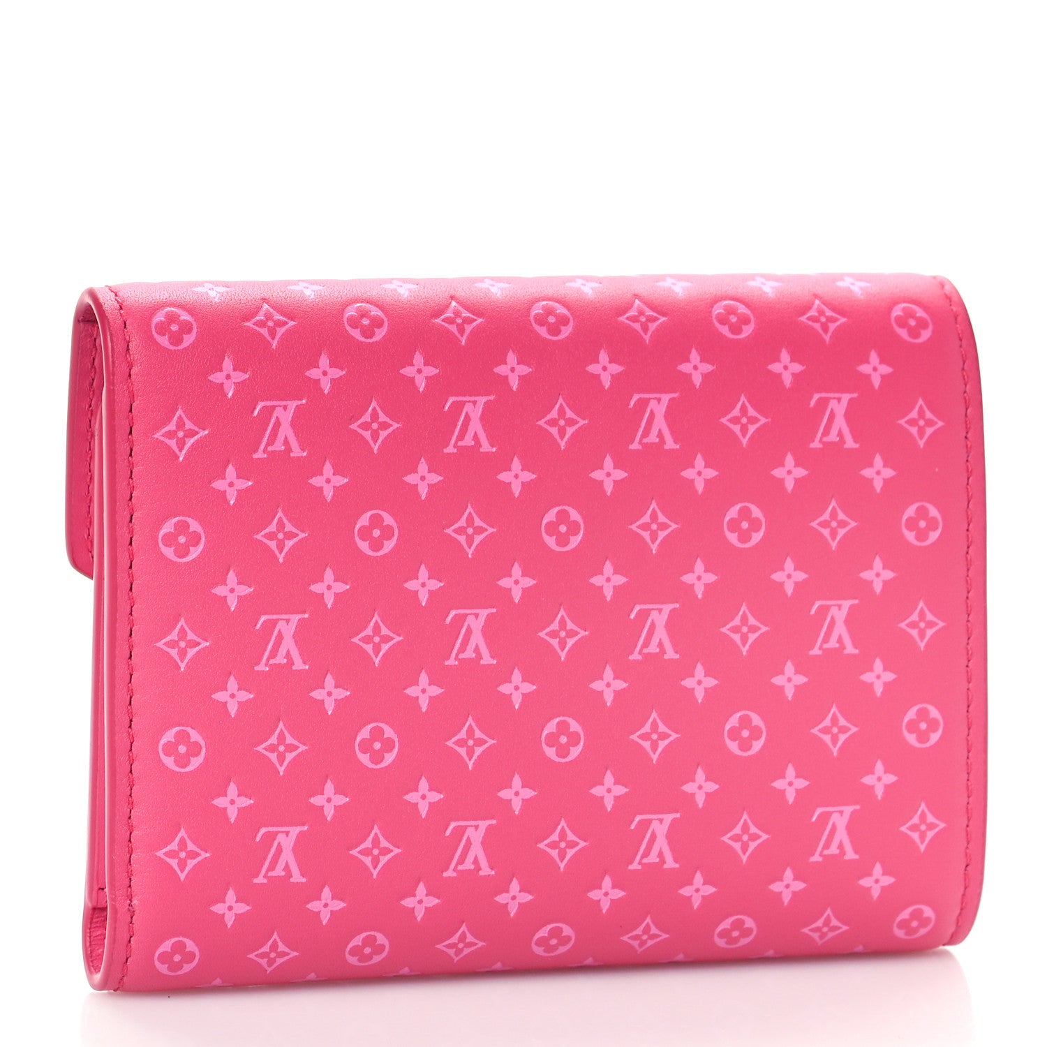 Louis Vuitton Calfskin Nanogram Embossed Victorine Wallet Rose 3 of 8