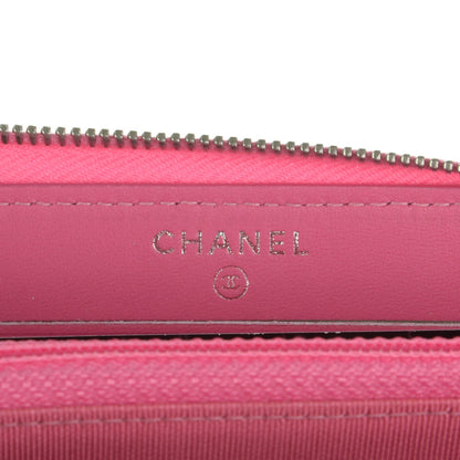 Chanel Faded Lambskin Quilted Small Zephyr Zip Around Wallet Dark Pink 6 of 8