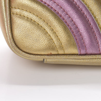Gucci Metallic Calfskin Matelasse Mini GG Marmont Shoulder Bag Gold Pink 11 of 11