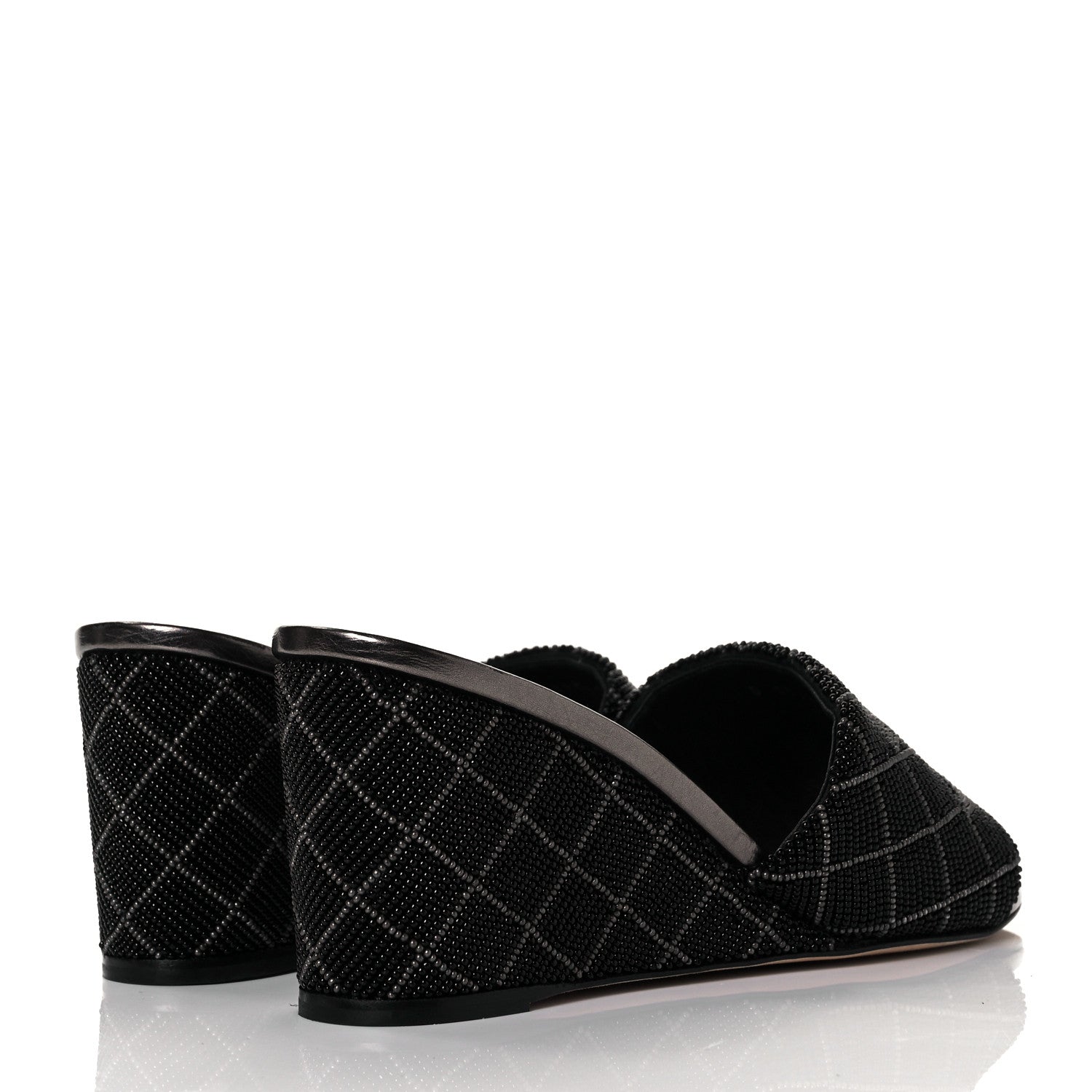Chanel Beaded CC Mule Sandals 38.5 Black 4 of 7