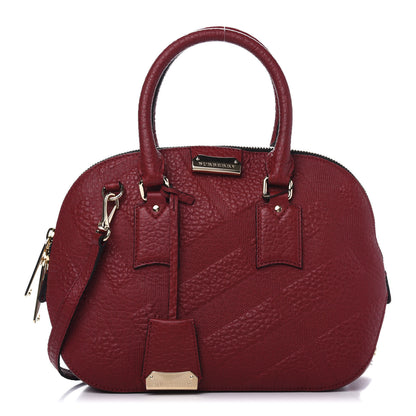 Burberry Heritage Grain Check Embossed Small Orchard Bowling Bag Military Red 1 of 14