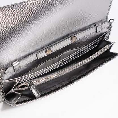 Prada Saffiano Metal Oro Chain Wallet Cromo 5 of 8