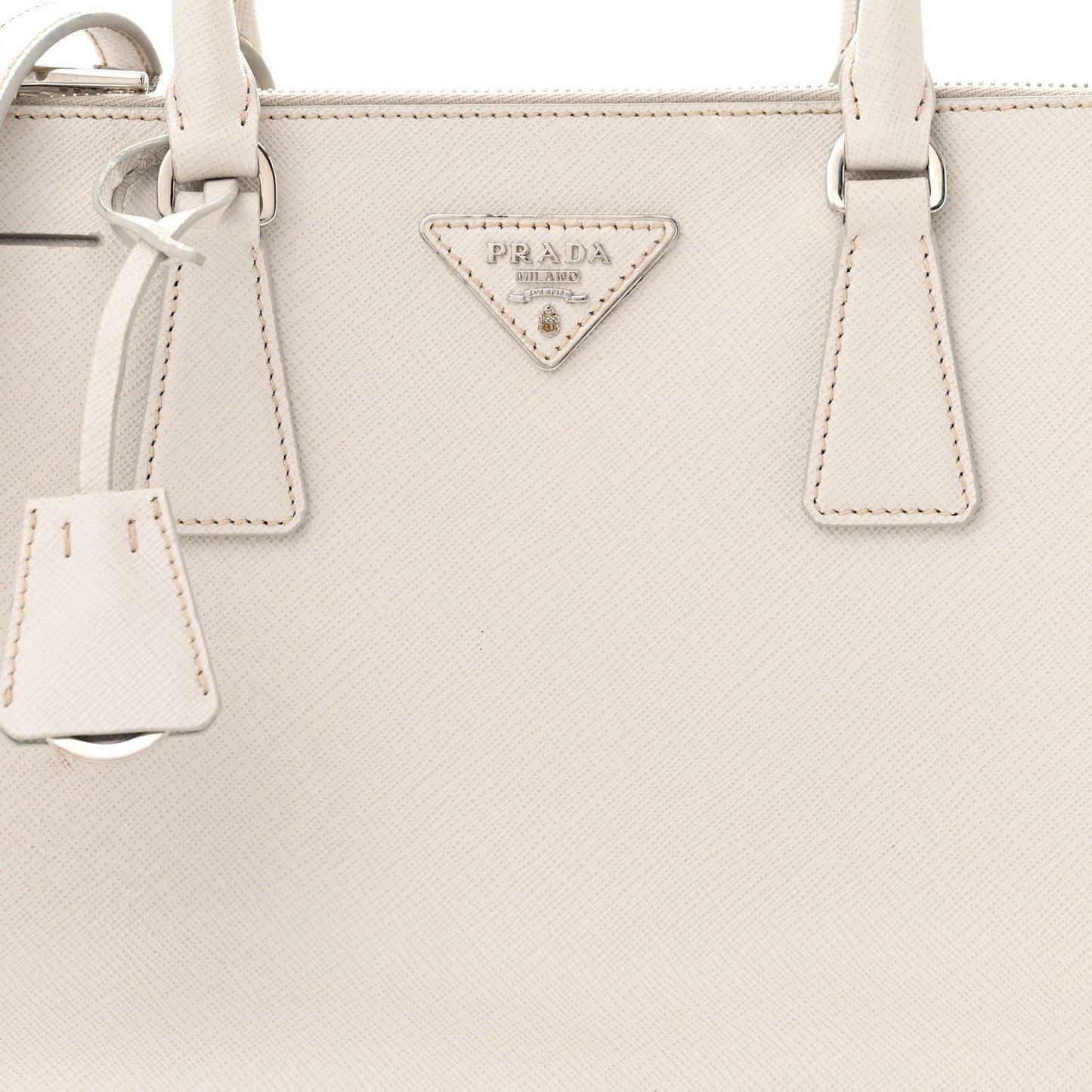 Saffiano Lux Small Galleria Double Zip Tote White
