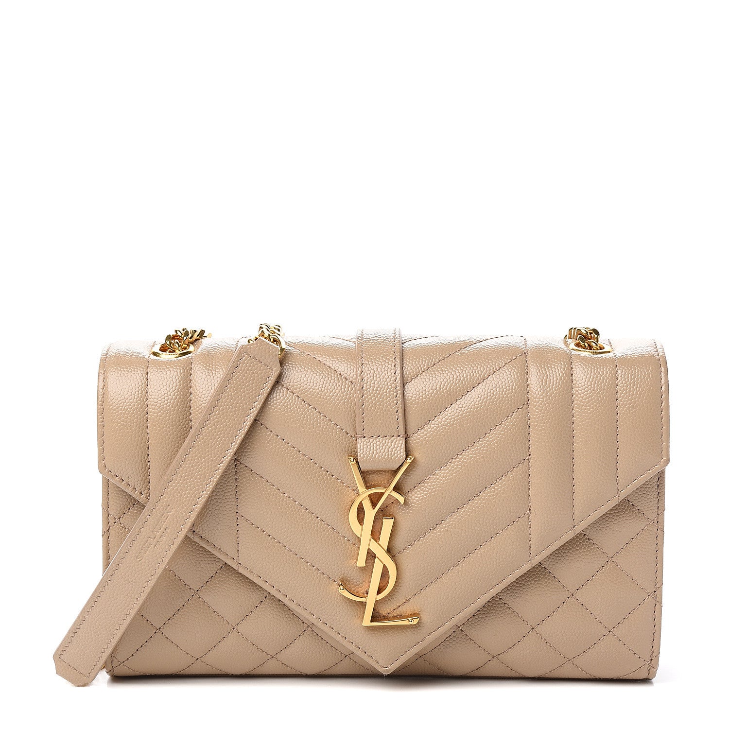 Saint Laurent Grain De Poudre Textured Mixed Matelasse Triquilt Small Monogram Satchel Dark Beige 1 of 9