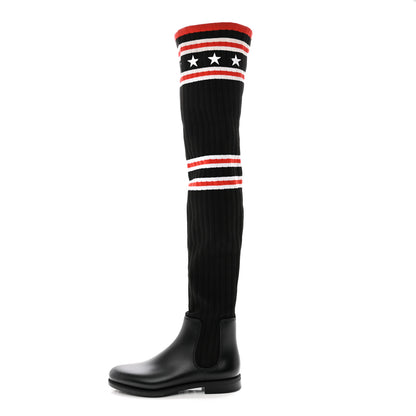 Givenchy Knit Rubber Storm Over The Knee Boots 41 Black 1 of 10