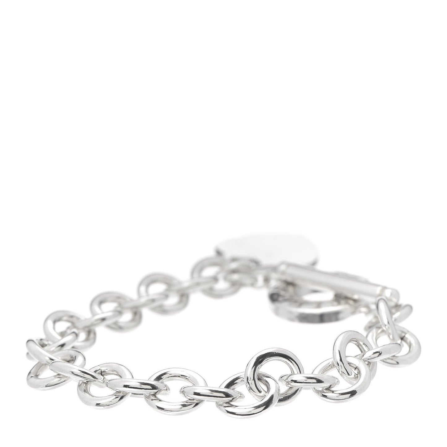 Sterling Silver Heart Tag Toggle Bracelet