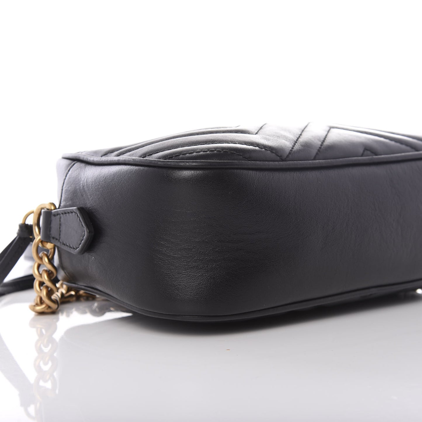 Calfskin Matelasse Small GG Marmont Chain Shoulder Bag Black