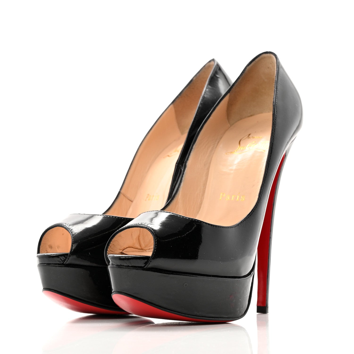 Christian Louboutin Patent Lady Peep 150 Pumps 37 Black 3 of 11