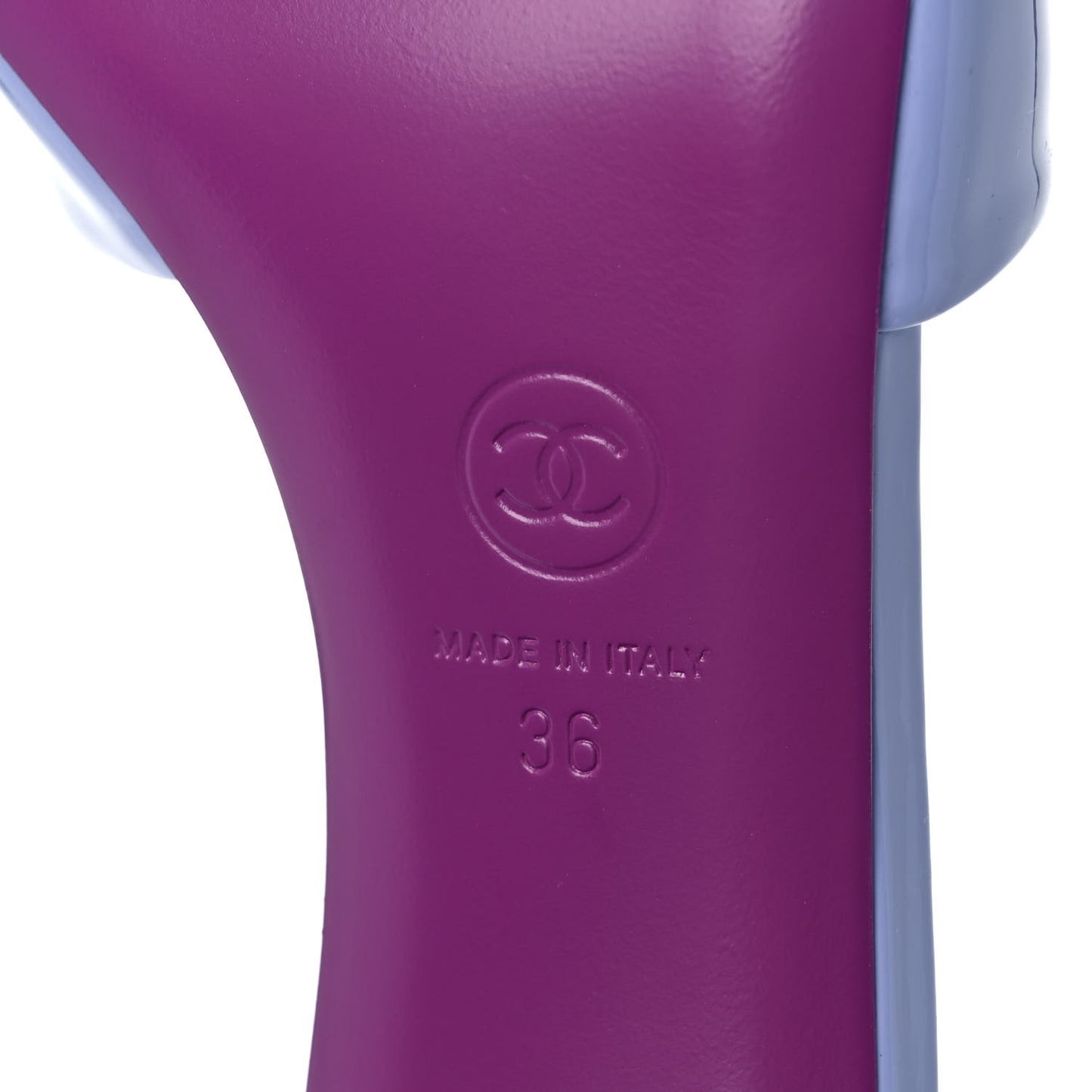 Patent Calfskin CC Mules 36 Light Purple Dark Purple
