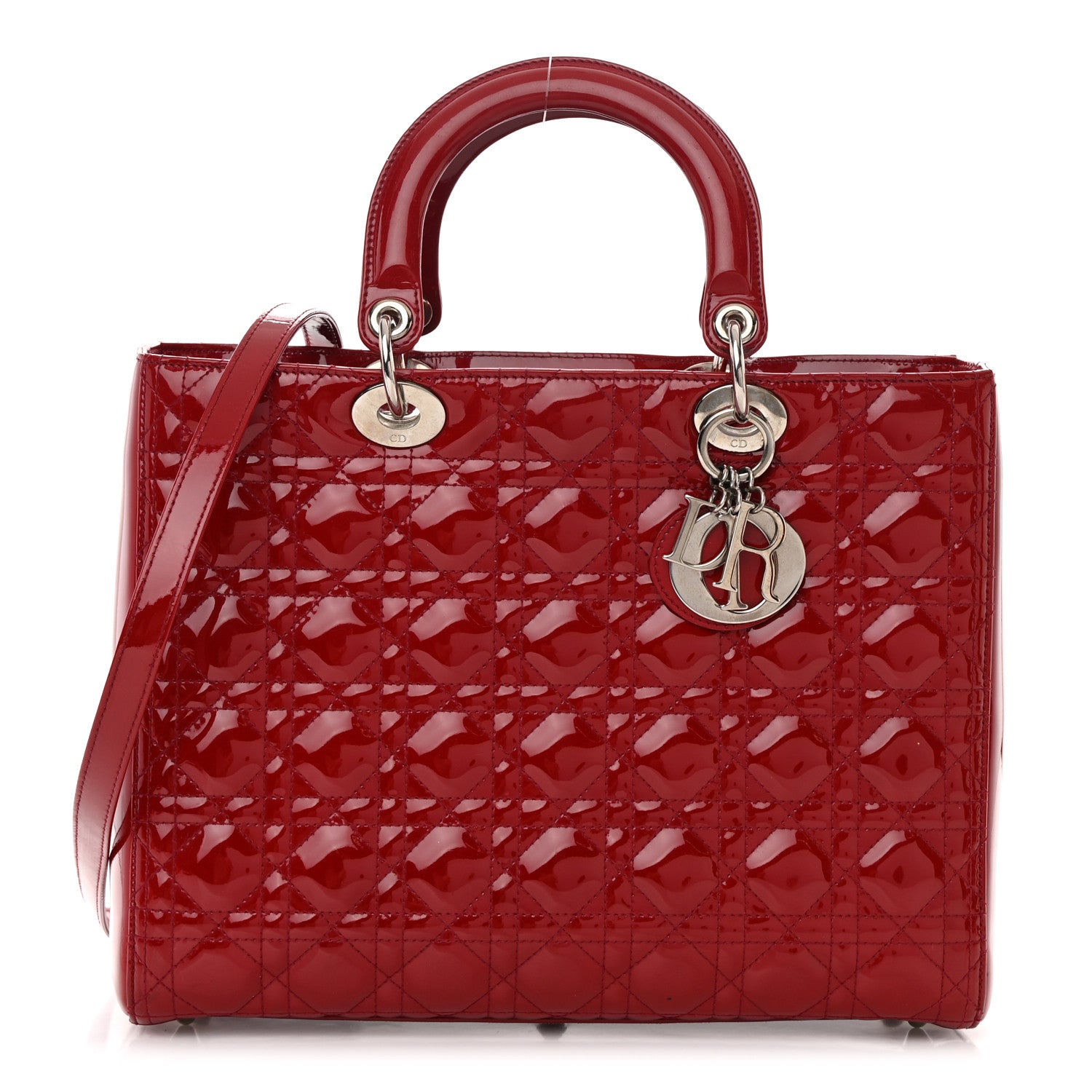 Christian Dior Patent Cannage Large Lady Dior Red 1 of 19