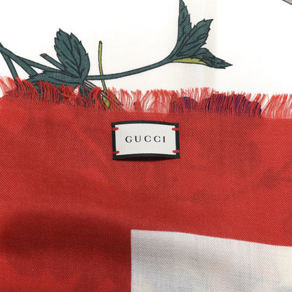 Gucci Silk Flora Gothic Square Scarf Ivory Red 3 of 4