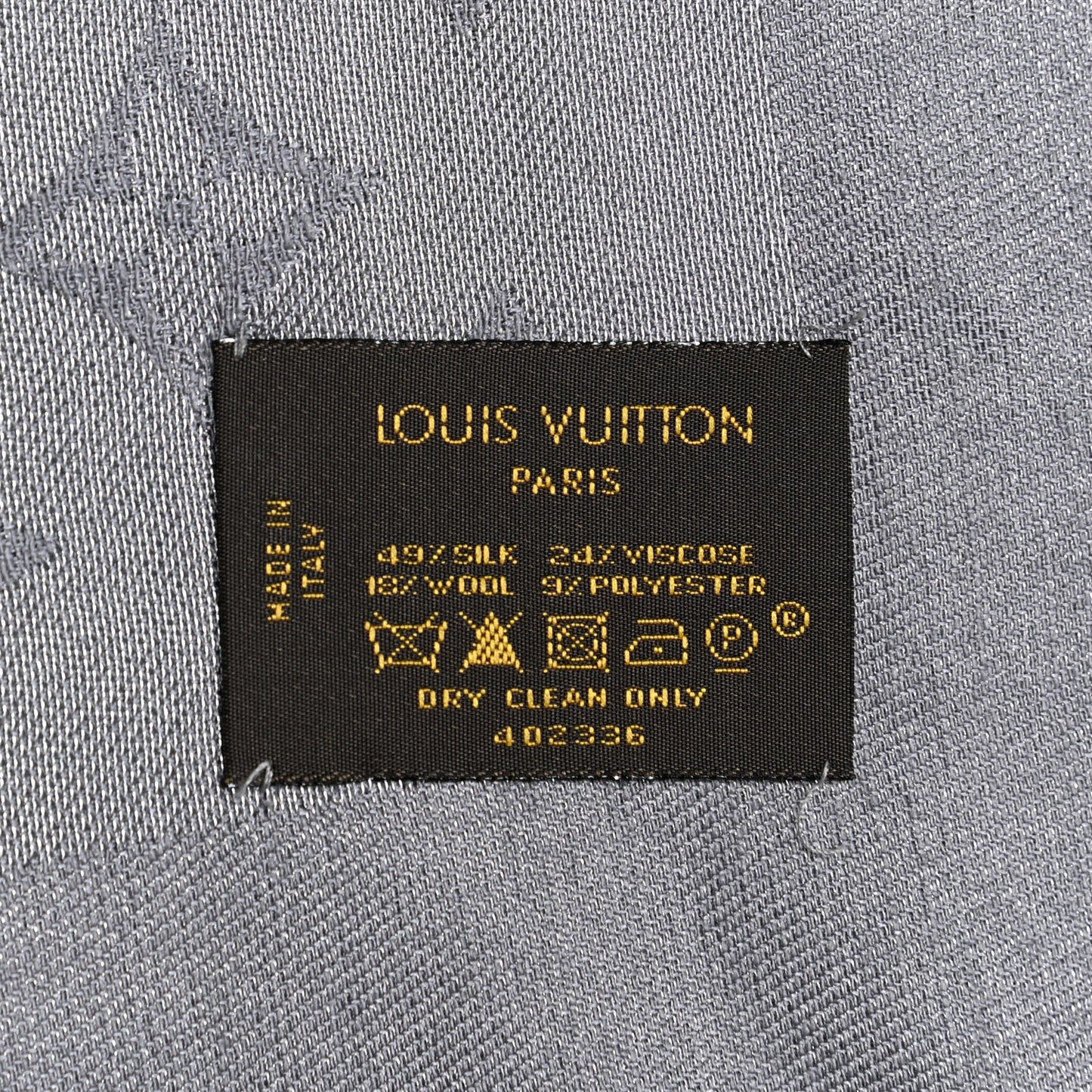 Silk Lurex Wool Monogram Shine Shawl Charcoal Grey