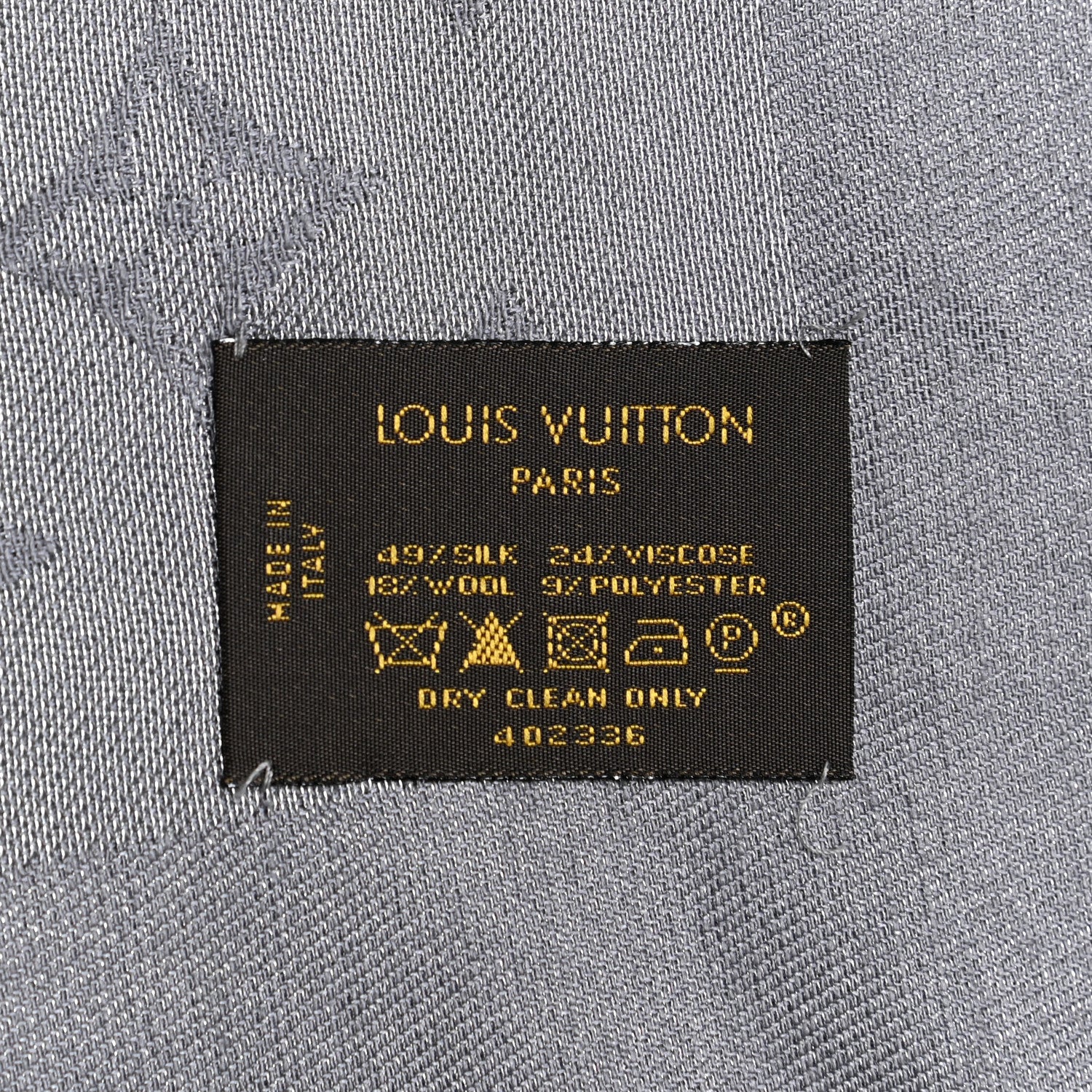 Louis Vuitton Silk Lurex Wool Monogram Shine Shawl Charcoal Grey 4 of 6