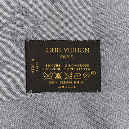 Louis Vuitton Silk Lurex Wool Monogram Shine Shawl Charcoal Grey 4 of 6