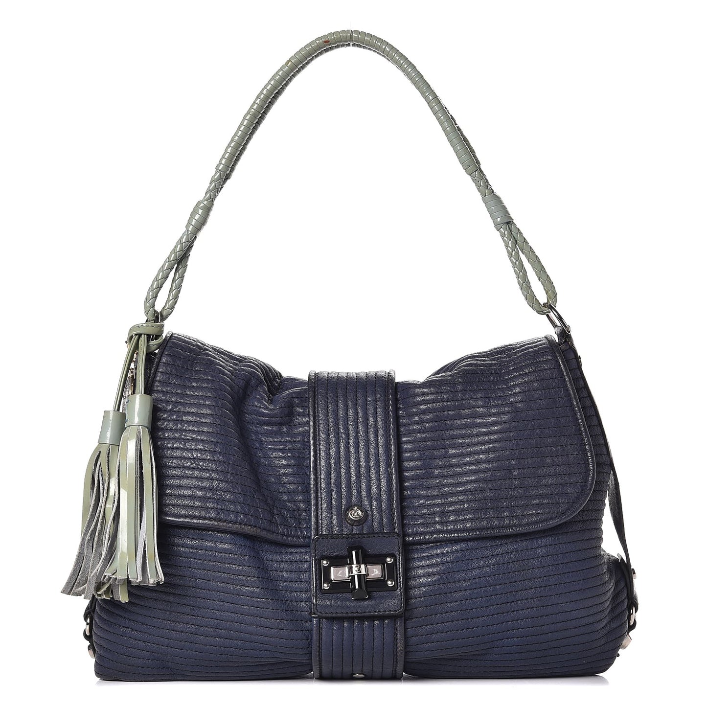 Lambskin Quilted Happy Flap Blue