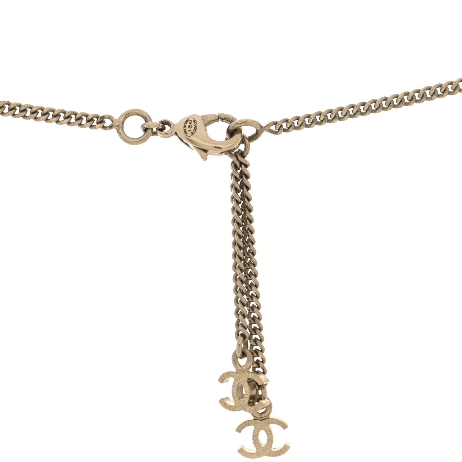 Chanel Crystal Enamel CC Necklace Light Gold 4 of 4