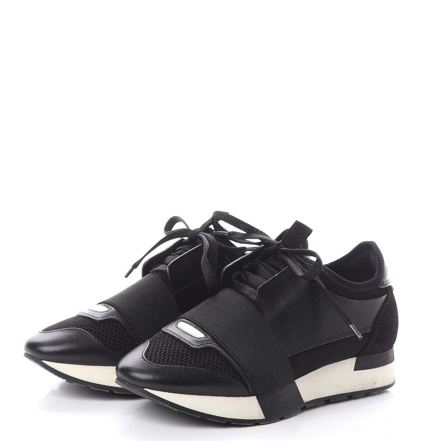 Balenciaga Mesh Calfskin Neoprene Suede Womens Race Runner Sneakers 35 Black 3 of 7