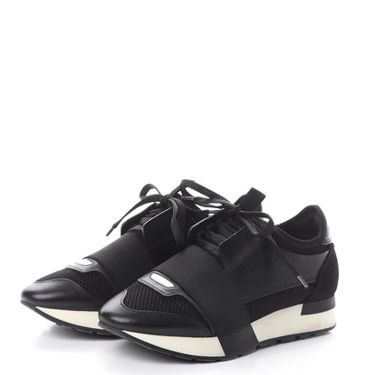 Balenciaga Mesh Calfskin Neoprene Suede Womens Race Runner Sneakers 35 Black 3 of 7