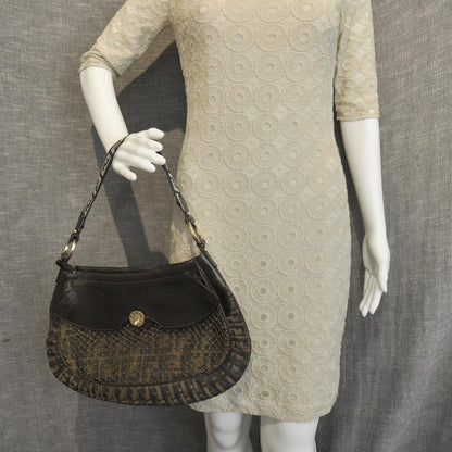 Fendi Leather Zucca Mille Feuille Shoulder Bag Tobacco 2 of 12