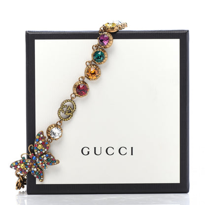 Gucci Crystal Butterfly Necklace Aged Gold Multicolor 6 of 6