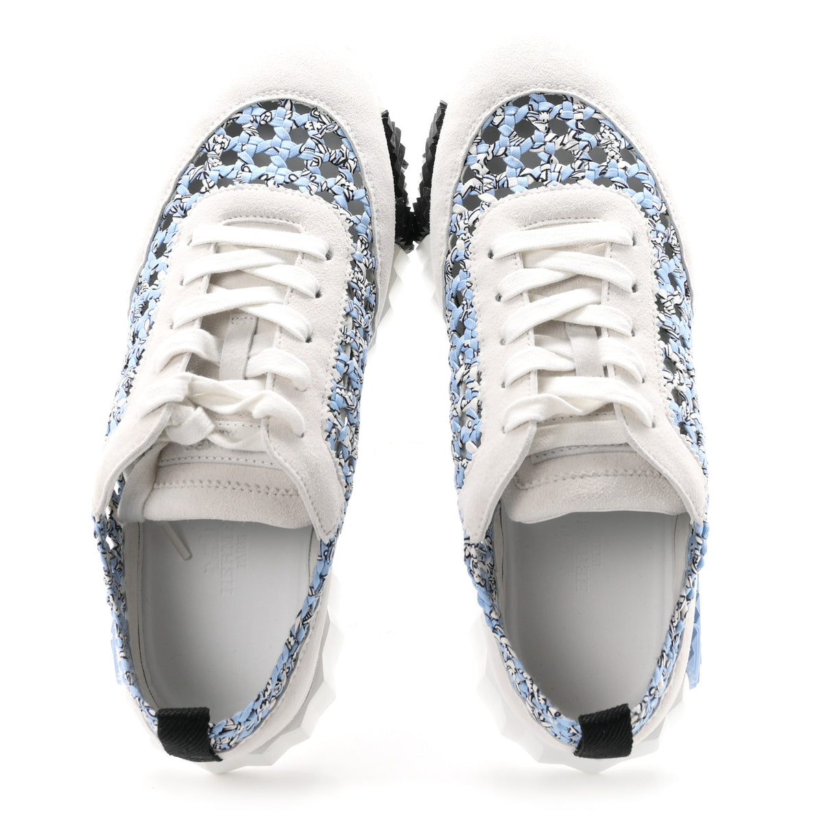 Braided Silk Suede Bouncing Sneakers 37.5 Bleu Clair White