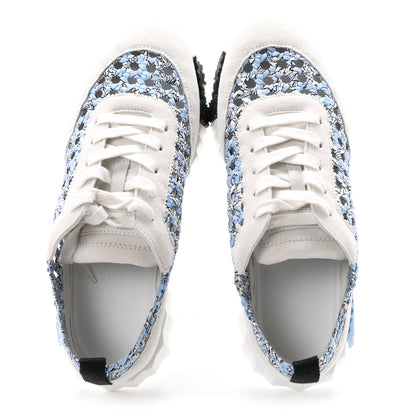 Hermes Braided Silk Suede Bouncing Sneakers 37.5 Bleu Clair White 2 of 9