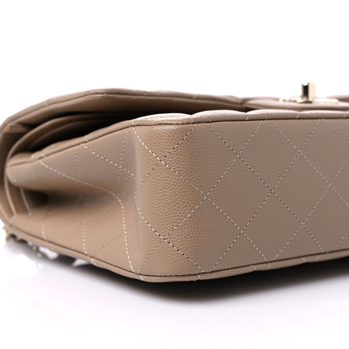 Caviar Quilted Medium Double Flap Dark Beige