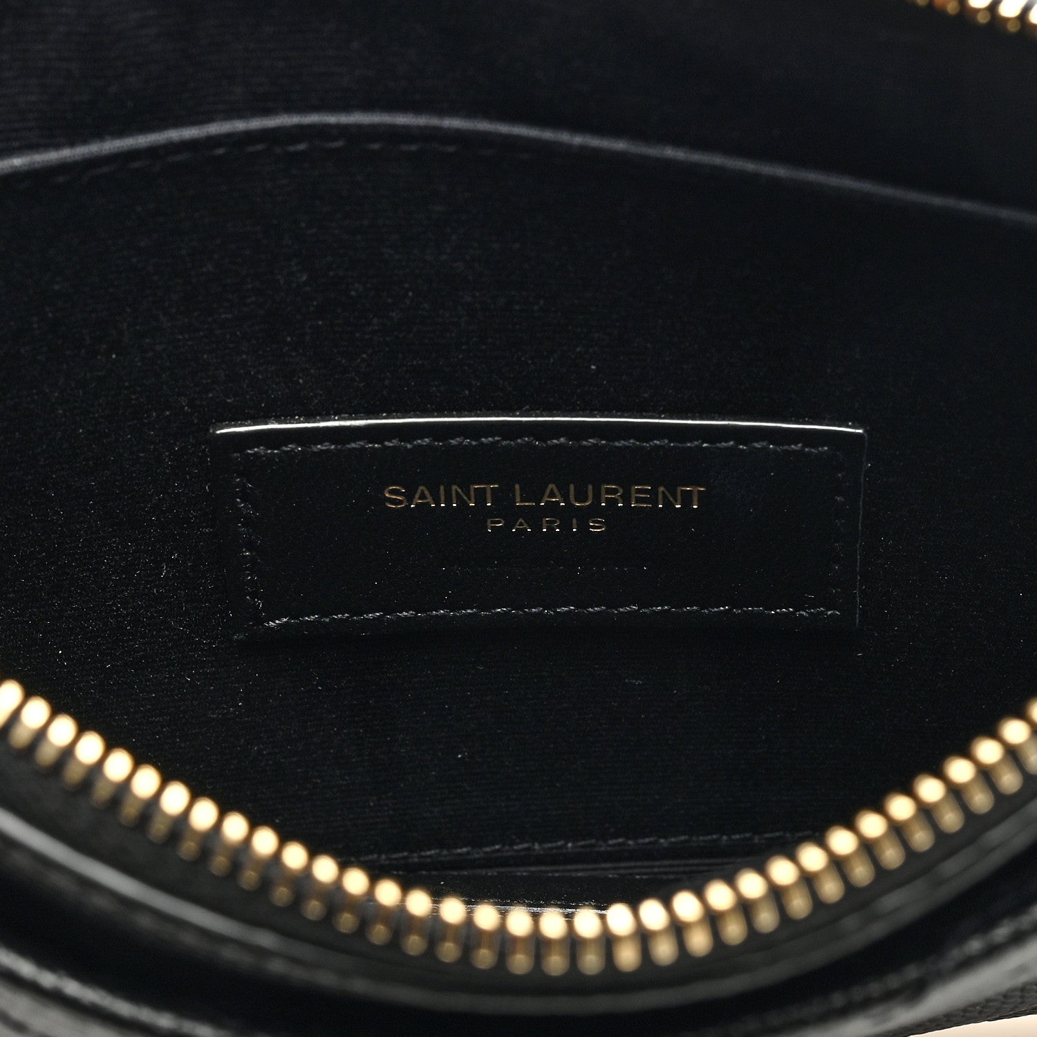 Saint Laurent Grain De Poudre Chevron Monogram Bill Pouch Black 6 of 7