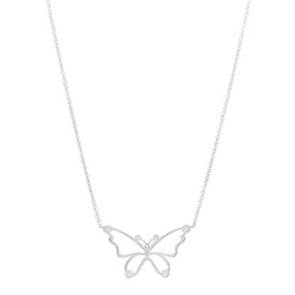 Tiffany Sterling Silver Diamond Butterfly Pendant Necklace 1 of 5
