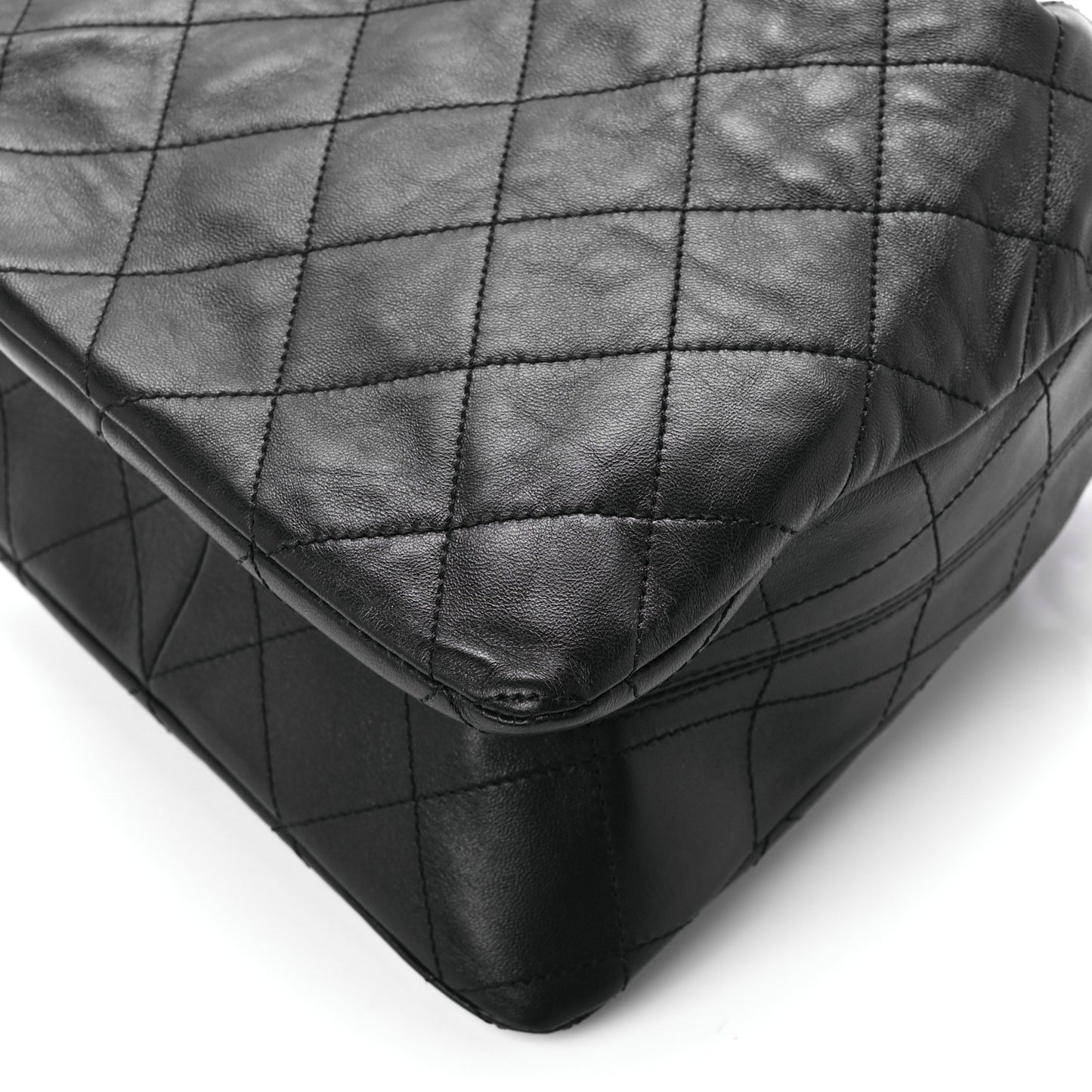 Lambskin Quilted Enamel Drawstring Bag Black Multicolor