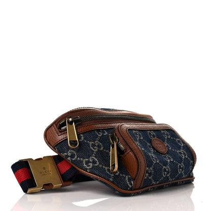 Gucci New Denim GG Monogram Dollar Calfskin Web Retro Interlocking G Belt Bag Blue Tea Cuir Epilog 4 of 10