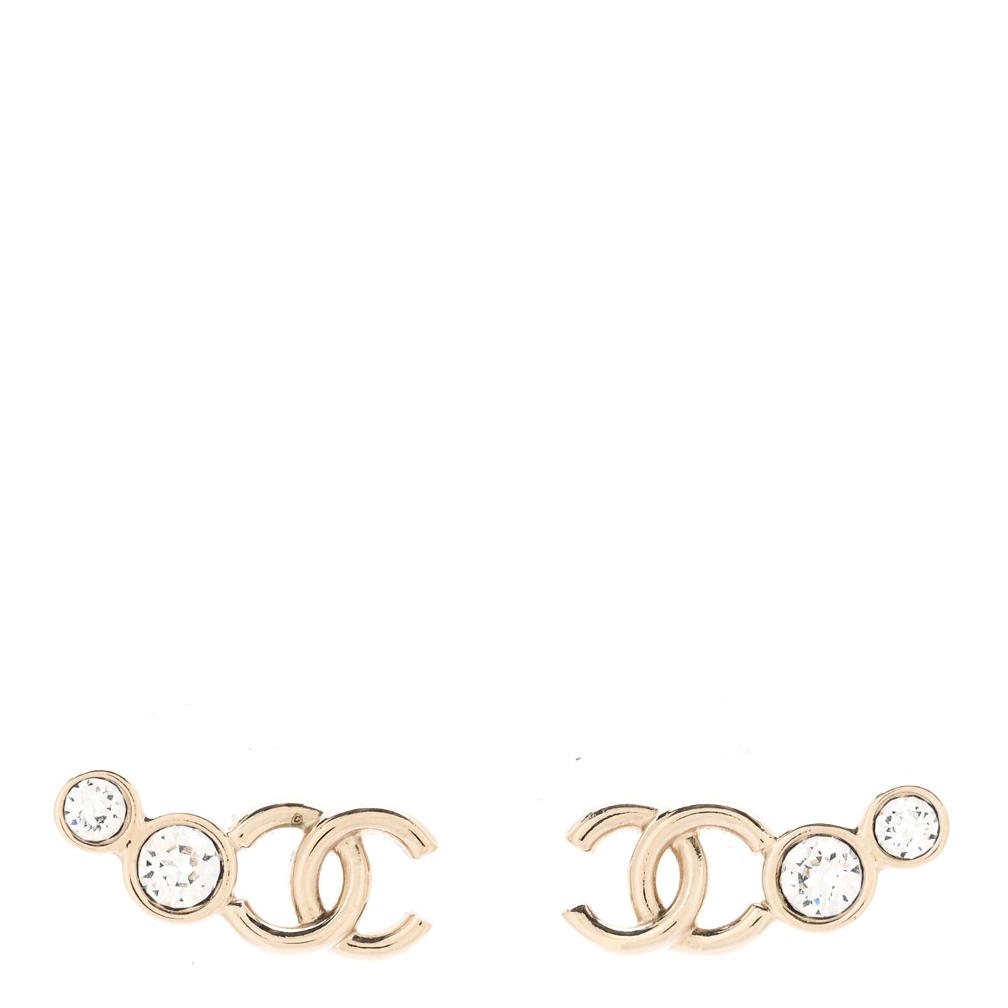 Metal Crystal CC Climber Earrings Gold