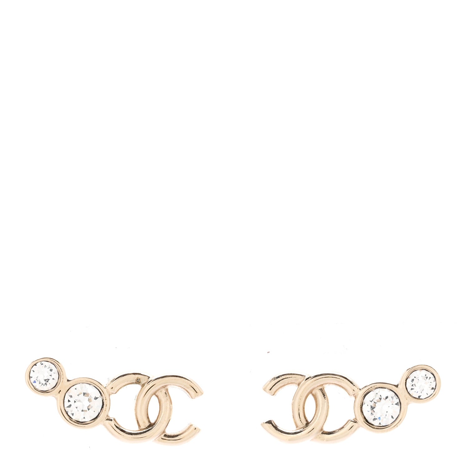 Chanel Metal Crystal CC Climber Earrings Gold 1 of 5