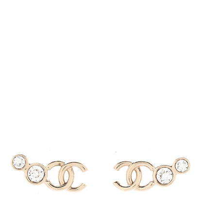 Chanel Metal Crystal CC Climber Earrings Gold 1 of 5