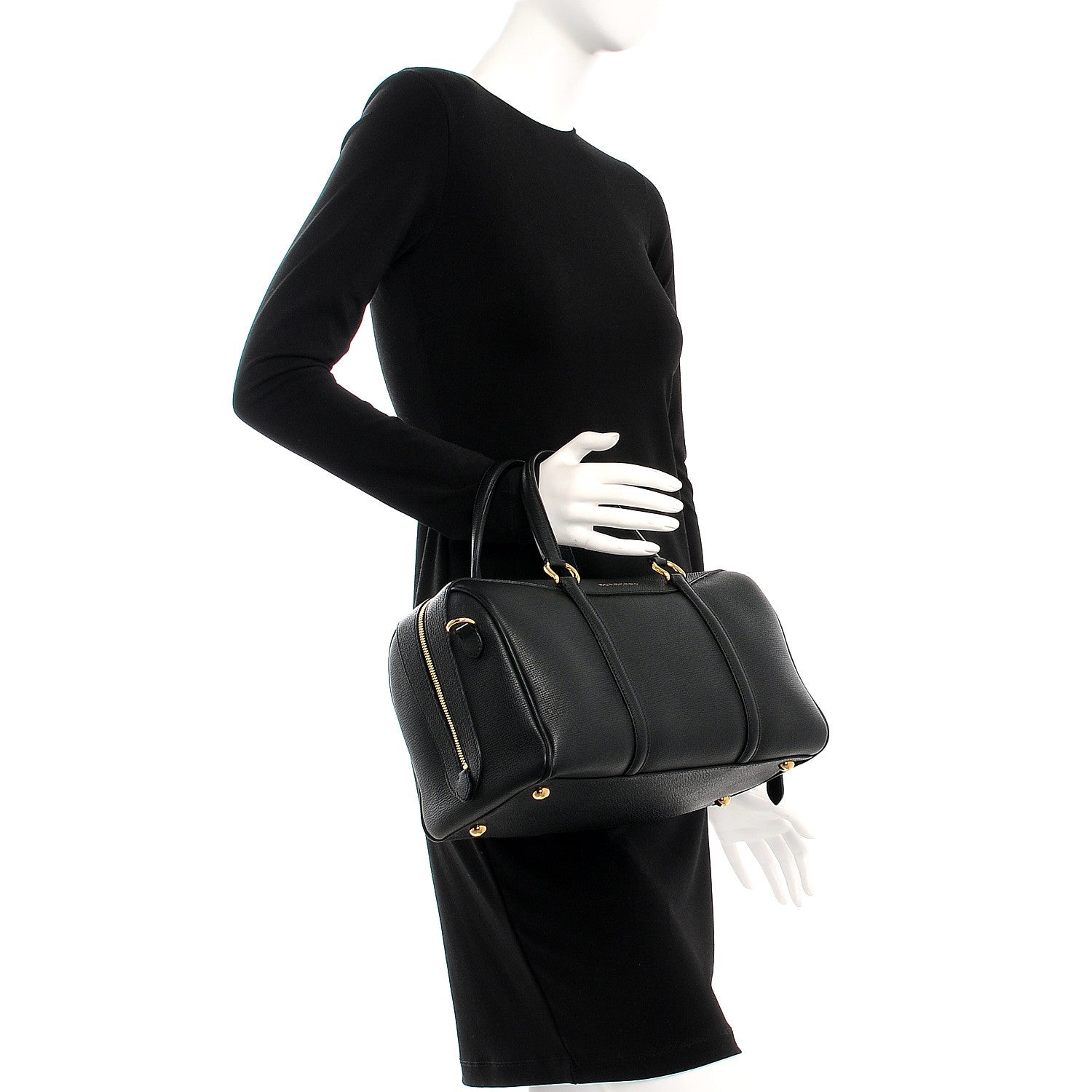 Burberry Derby Calfskin Medium Alchester Bowling Bag Black 3 of 8